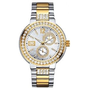 Marc Ecko The Cool Watch Gold and Silver Tone Rhinestone Encrusted Bling Watch